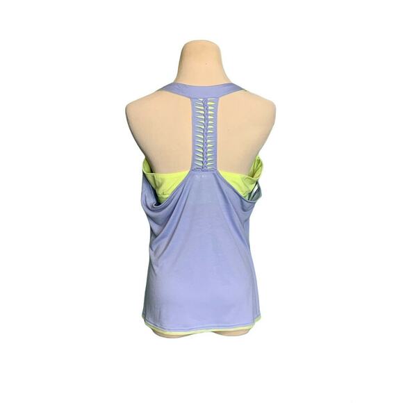 Adidas blue yellow build in bra athletic tank top size Large - Picture 2 of 7